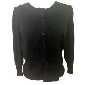 Vintage W&B Black Button Down Silk Blend Sweater Fitted   M